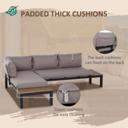 Wyld Haus Maha 3-Piece Corner Garden Sofa Set - 2-Seater, Chaise, Square Coffee Table, Yellow & Grey - thumbnail 6