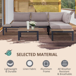 Wyld Haus Maha 3-Piece Corner Garden Sofa Set - 2-Seater, Chaise, Square Coffee Table, Yellow & Grey - thumbnail 7