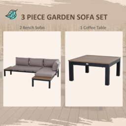 Wyld Haus Maha 3-Piece Corner Garden Sofa Set - 2-Seater, Chaise, Square Coffee Table, Yellow & Grey - thumbnail 4