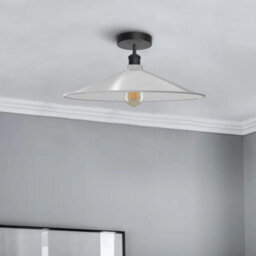 2 Pack Vintage Semi Flush Mount Ceiling Lights With E27 Base Metal 40Cm White Shade For Kitchen, Living Room No Bulb - thumbnail 4