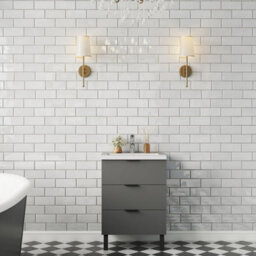 Probaty Bathrooms Vanity Unit Matte Anthracite Mdf,600X385X850mm,wall Mounted,3 Drawer With Artificial Stone Arc Basin - thumbnail 3
