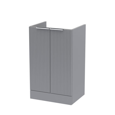 Hudson Reed Fluted 500mm Floor Standing 2-Door Unit-Satin Grey - image 1