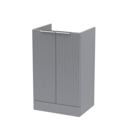 Hudson Reed Fluted 500mm Floor Standing 2-Door Unit-Satin Grey - thumbnail 1