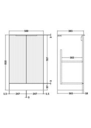 Hudson Reed Fluted 500mm Floor Standing 2-Door Unit-Satin Grey - thumbnail 2