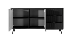 Arte Lante Modern Black Sideboard Cabinet 1630mm H810mm D380mm With Two Doors, Two Shelves, And Three Drawers - thumbnail 4