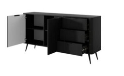 Arte Lante Modern Black Sideboard Cabinet 1630mm H810mm D380mm With Two Doors, Two Shelves, And Three Drawers - thumbnail 2