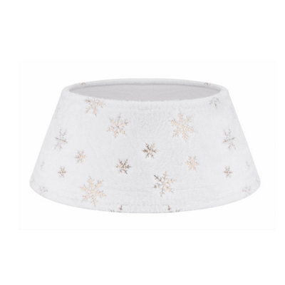 Holly International Christmas Tree Skirt - Plush White With Gold Snowflake Design - image 1