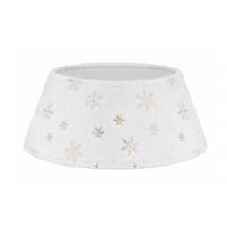Holly International Christmas Tree Skirt - Plush White With Gold Snowflake Design
