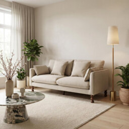 Furniturebox Uk Monroe Beige Chenille Fabric 3 Seater Sofa - thumbnail 7