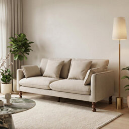 Furniturebox Uk Monroe Beige Chenille Fabric 3 Seater Sofa - thumbnail 1