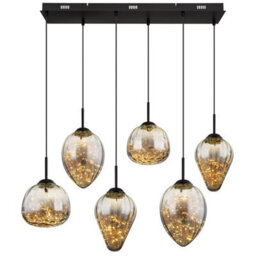 Luminosa Lighting Luminosa Firefly Cluster Pendant Ceiling Light Matt Black Smoke Glass Shade 6X Led 3000K - thumbnail 3