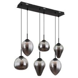 Luminosa Lighting Luminosa Firefly Cluster Pendant Ceiling Light Matt Black Smoke Glass Shade 6X Led 3000K - thumbnail 2