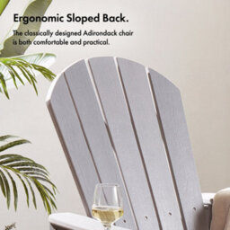 Vonhaus Grey Adirondack Chair Set 2, Reclining Slatted Garden Chair, Weather Resistant Hdpe Outdoor Armchair For Patio, Westport - thumbnail 4