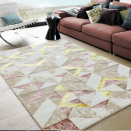 Pink Modern Geometric Easy To Clean Rug For Dining Room Bedroom & Living Room-200Cm X 290Cm - thumbnail 1