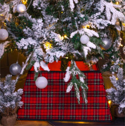 Netagon St Helens Home And Garden Red Tartan Christmas Festive Tree Skirt