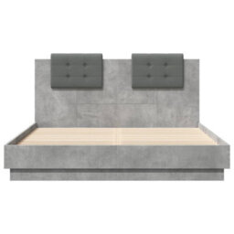 Berkfield Bed Frame With Led Without Mattress Concrete Grey 150X200 Cm King Size - thumbnail 6