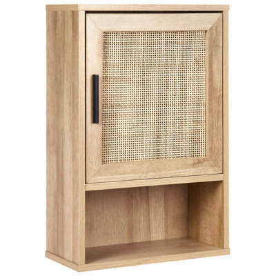 Beliani Bathroom Wall Mounted Cabinet Rosell 40 Cm Light Brown - image 1