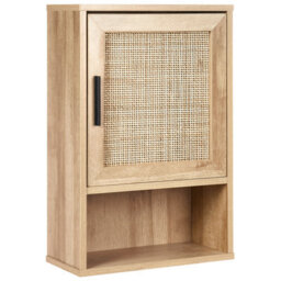 Beliani Bathroom Wall Mounted Cabinet Rosell 40 Cm Light Brown - thumbnail 1