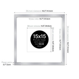 "15X15"" Silver Picture Frame - 15X15"" Square Frame With 12X12"" Mount For 15X15""/12X12"" Pictures Vintage Style Gallery Wall, 1 Pack" - thumbnail 2