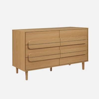 Sweeek - Vintage Oak Wood Effect 6 Drawer Chest Juliana 120X40X75 Cm - image 1