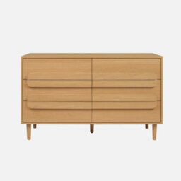 Sweeek - Vintage Oak Wood Effect 6 Drawer Chest Juliana 120X40X75 Cm - thumbnail 2