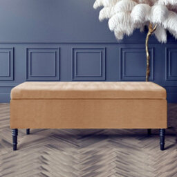 90Cm Paris Plain Ottoman Storage Bench -Naples Shoes Bench With Black Turned Wooden Legs - Brown Upholstery Storage Footstool