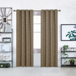 Deconovo Noise Reduction Eyelet Blackout Curtains, Gold Diamond Printed Thermal Curtains For Bedroom, 52 X 72 Inch, Taupe, 1 Pair - thumbnail 1