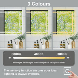 Probaty Bathrooms Bathroom 100X60Cm 3-Color Led Mirror With Anti-Fog And Memory Function,touch Sensor Wall Backlit Vanity Mirror,ip44 - thumbnail 3