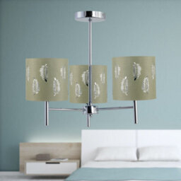 First Choice Lighting Brea - Chrome 3 Light Fitting With Sage Green Fern Shades - thumbnail 3