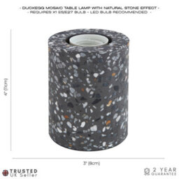Happy Homewares Modern Black Mosaic Concrete Table Lamp For Vintage Industrial Style Light Bulbs - thumbnail 6