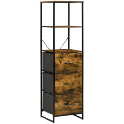 Wyld Haus Rana Rustic Brown And Black Metal Tall Unit With 2 Shelves And 3 Fabric Drawers - thumbnail 2