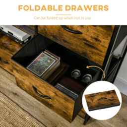 Wyld Haus Rana Rustic Brown And Black Metal Tall Unit With 2 Shelves And 3 Fabric Drawers - thumbnail 5