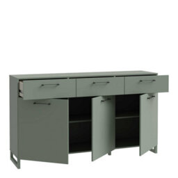 Wyld Haus Innsbruck Sage Green 3 Door 3 Drawer Wooden Chest With Soft-Close Drawers And Matt Black Handles - thumbnail 4