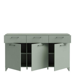 Wyld Haus Innsbruck Sage Green 3 Door 3 Drawer Wooden Chest With Soft-Close Drawers And Matt Black Handles - thumbnail 5