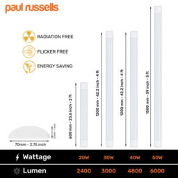 Paul Russells 4 Ft Led Batten Tube Lights, 30W 3000 Lumens, Ip20, 4000K Cool White, Ultra Slim, Pack Of 1 - thumbnail 5