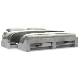 Berkfield Bed Frame Without Mattress Concrete Grey 200X200Cm Engineered Wood - thumbnail 4