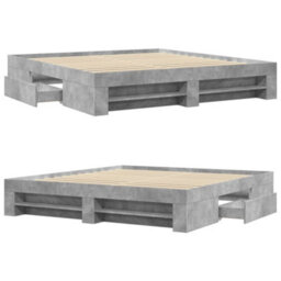 Berkfield Bed Frame Without Mattress Concrete Grey 200X200Cm Engineered Wood - thumbnail 8
