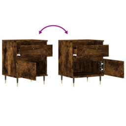 Berkfield Bedside Cabinet Smoked Oak 40X35X50 Cm Engineered Wood - thumbnail 9