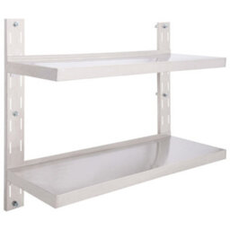 Berkfield 2-Tier Floating Wall Shelf Stainless Steel 100X30 Cm - thumbnail 2
