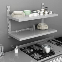 Berkfield 2-Tier Floating Wall Shelf Stainless Steel 100X30 Cm - thumbnail 1