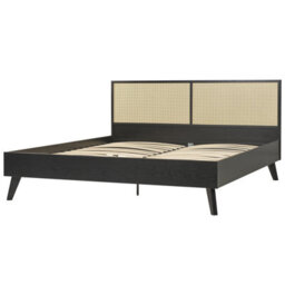 Beliani Bed Rattan Monpazier 180 X 200 Cm (Eu Super King) Black - thumbnail 5