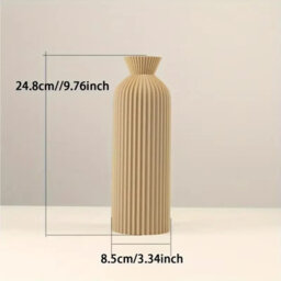 Khaki Plastic Vase Set Of 2 Small And Large Boho Style Decorative Flower Vases For Home Office Living Room - thumbnail 4
