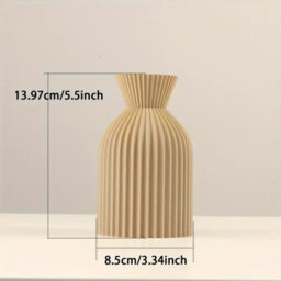 Khaki Plastic Vase Set Of 2 Small And Large Boho Style Decorative Flower Vases For Home Office Living Room - thumbnail 3