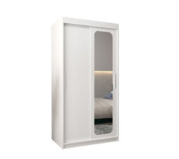 Arte Uppsala T2 Sliding Door Wardrobe 100Cm In White - Bright, Space-Saving Mirrored Storage - thumbnail 2