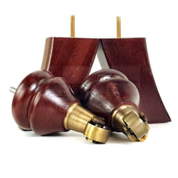 L&F Mahogany Furniture Legs Wood Replacement Feet 2 With Antique Brass Castors 140mm High 2 Curved Feet Chair Sofa M8 - thumbnail 9