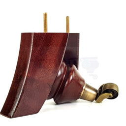 L&F Mahogany Furniture Legs Wood Replacement Feet 2 With Antique Brass Castors 140mm High 2 Curved Feet Chair Sofa M8