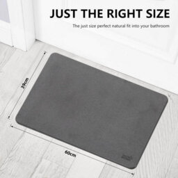 Taylor & Brown Dark Grey Stone Bath Mat 60X39Cm  Diatomaceous Earth, Nonslip, Super Absorbent, Quick Dry, Antimould, Natural - thumbnail 3