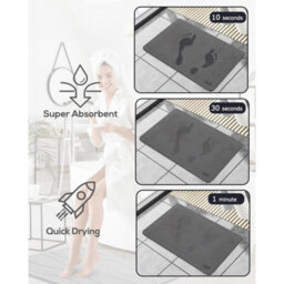 Taylor & Brown Dark Grey Stone Bath Mat 60X39Cm  Diatomaceous Earth, Nonslip, Super Absorbent, Quick Dry, Antimould, Natural - thumbnail 7