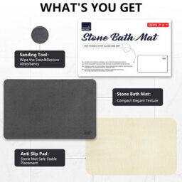 Taylor & Brown Dark Grey Stone Bath Mat 60X39Cm  Diatomaceous Earth, Nonslip, Super Absorbent, Quick Dry, Antimould, Natural - thumbnail 6