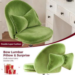 Comhoma Vanity Desk Chair Dressing Table Chairs Swivel Height Adjustable Chair, Velvet, Green - thumbnail 9